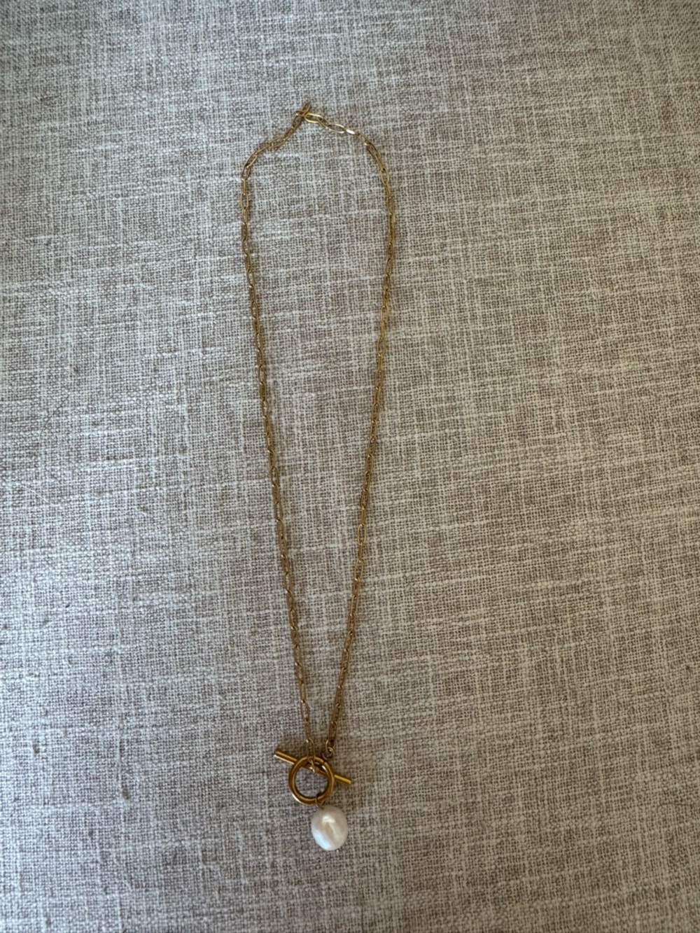 Gold Toggle Pearl Drop Necklace - Women Jewelry